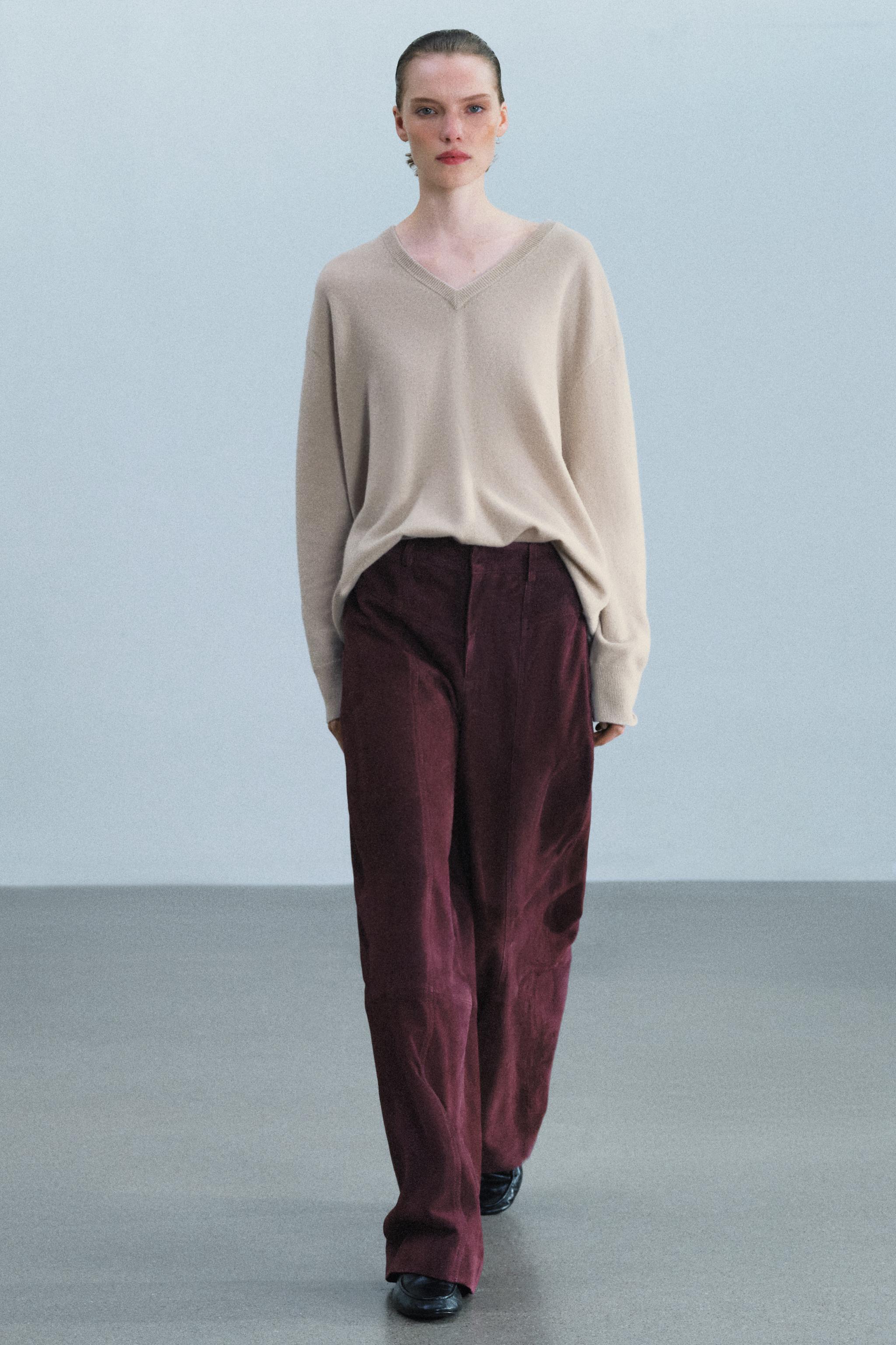 PANTALON EN CUIR DAIM 100 % AVEC POCHES ZW COLLECTION
